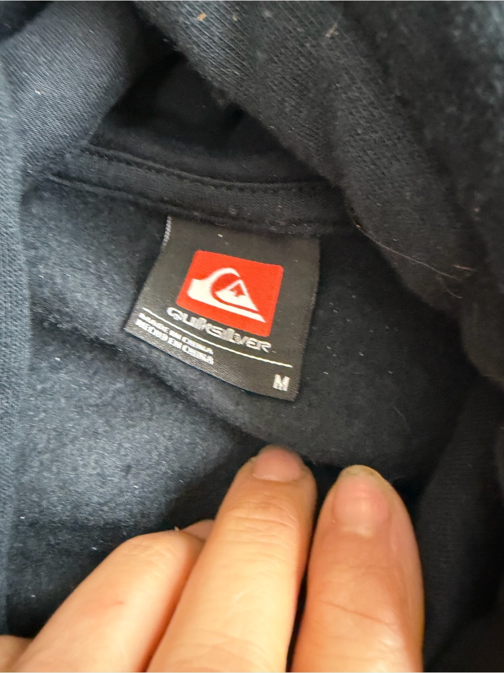 Quiksilver Men's Black Hooded Jacket with Logo Patch